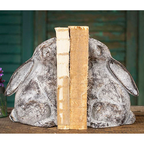 Antiqued Bunny Bookends