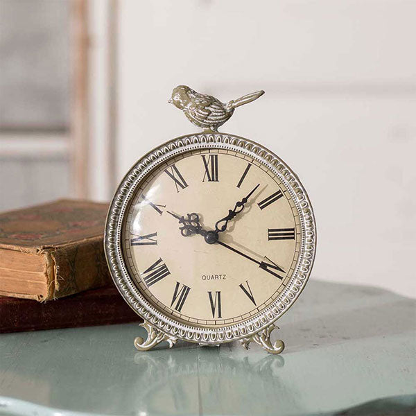 Perched Bird Tabletop Clock