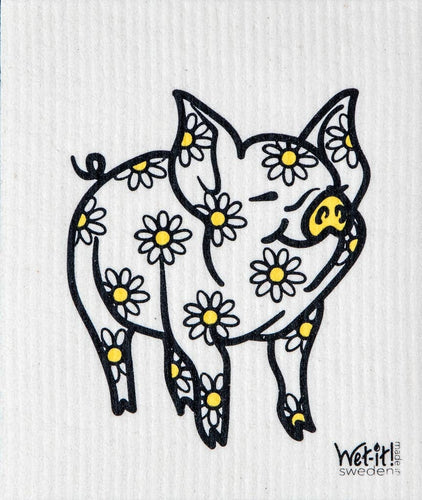 Wet It Swedish Dish Cloth Daisy Pig