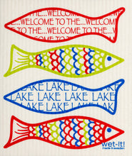 Load image into Gallery viewer, Wet It Swedish Dish Cloth Welcome to the Lake Fish
